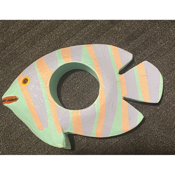 Tropical fish Wooden hand painted napkin holders set of 10 - Picture 6 of 6